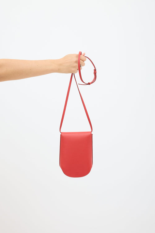 Savette Red Leather Tondo Crossbody Pouch