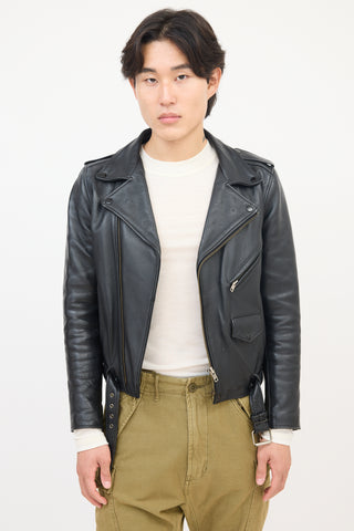 Schott Black Leather Moto Jacket