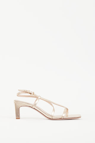 Schutz Gold Leather Strappy Sandal