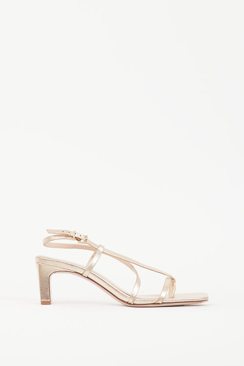 Schutz Gold Leather Strappy Sandal