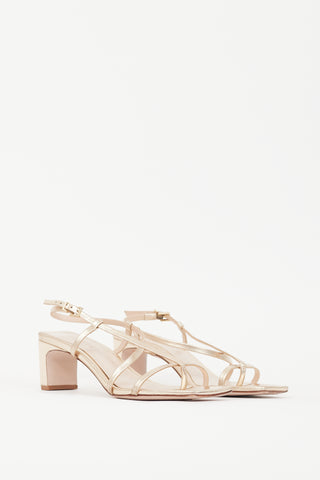 Schutz Gold Leather Strappy Sandal