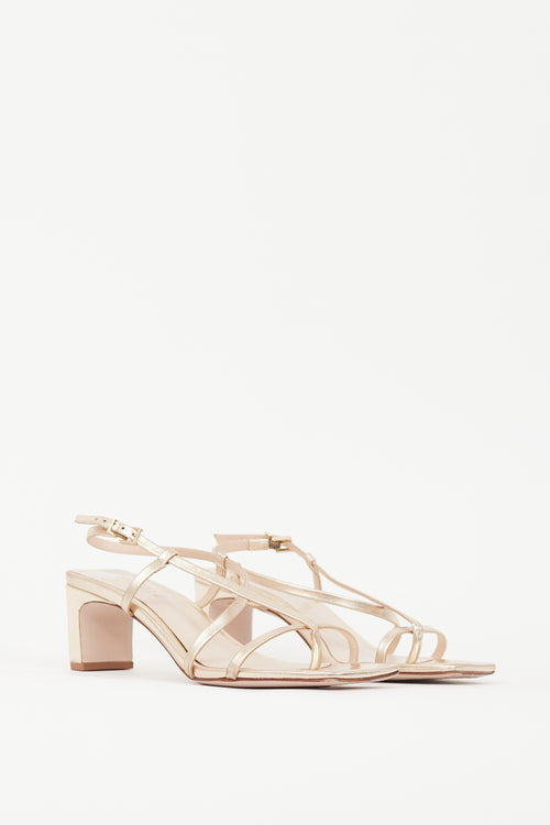 Schutz Gold Leather Strappy Sandal