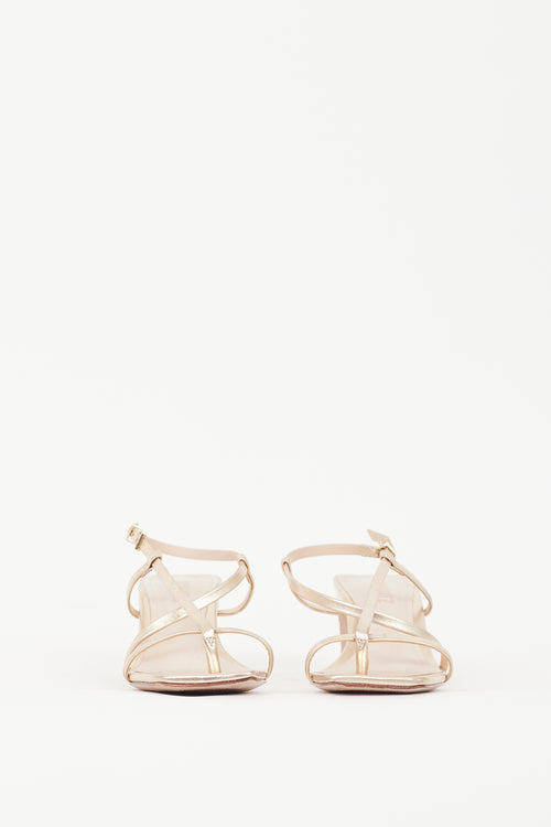 Schutz Gold Leather Strappy Sandal