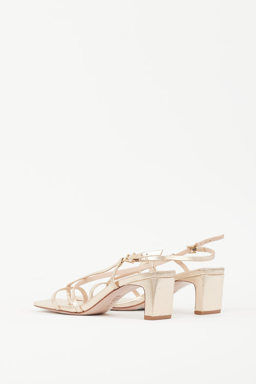 Schutz Gold Leather Strappy Sandal