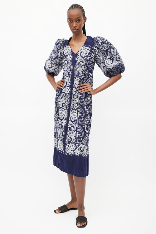 Sea Blue 
White Paisley Dress