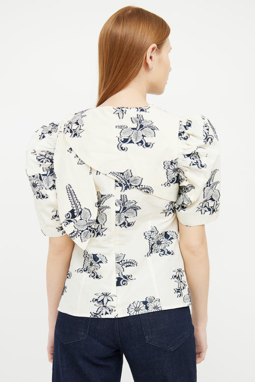 Sea Cream 
Navy Floral Tie Top