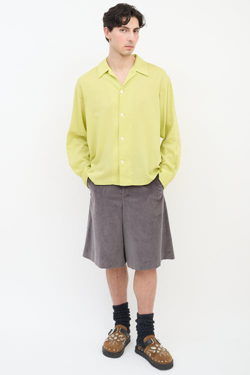 Second/Layer Green Cotton Button Up Shirt