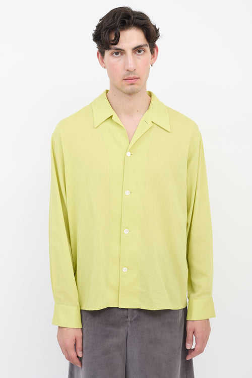 Second/Layer Green Cotton Button Up Shirt