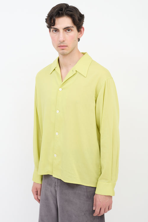 Second/Layer Green Cotton Button Up Shirt