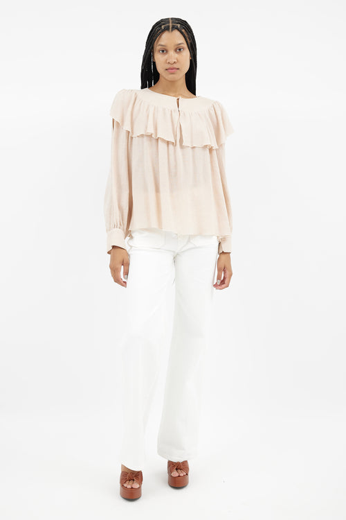 See By Chloè Beige Cut Out Sleeve Blouse