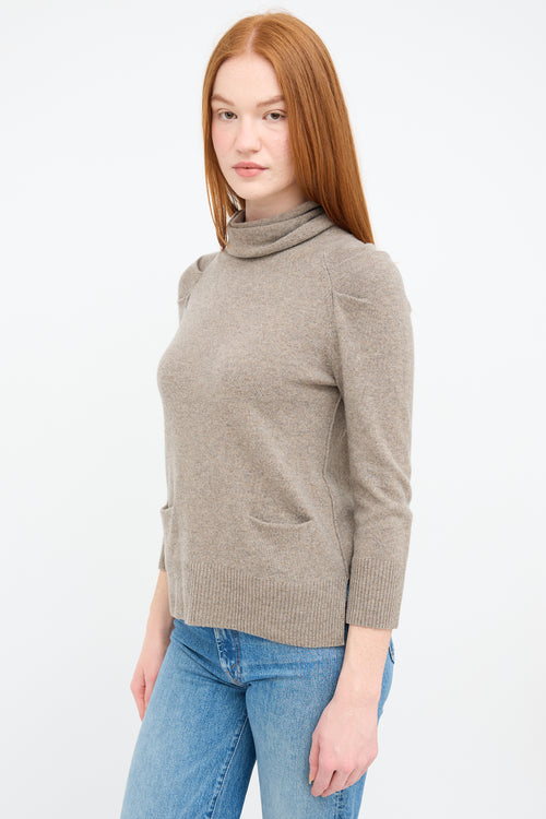 See By Chloé Vintage Beige Wool Pleated Turtleneck Sweater