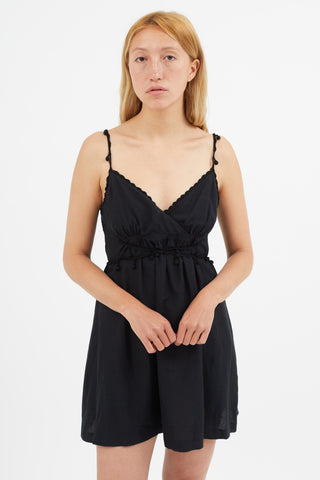 See By Chloè Black Beaded Tie Mini Dress