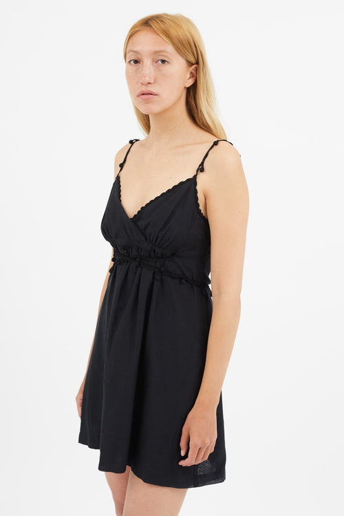 See By Chloè Black Beaded Tie Mini Dress