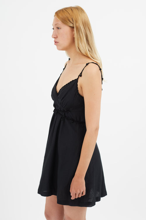 See By Chloè Black Beaded Tie Mini Dress