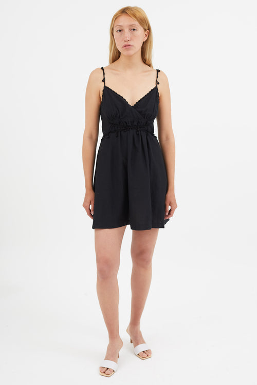 See By Chloè Black Beaded Tie Mini Dress