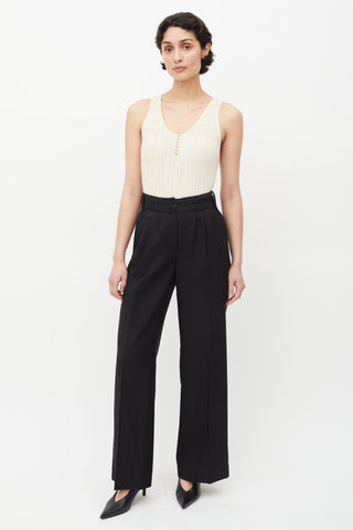 See By Chloè Black Pleated Wide Leg Wool Trouser