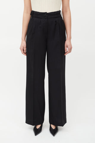 See By Chloè Black Pleated Wide Leg Wool Trouser