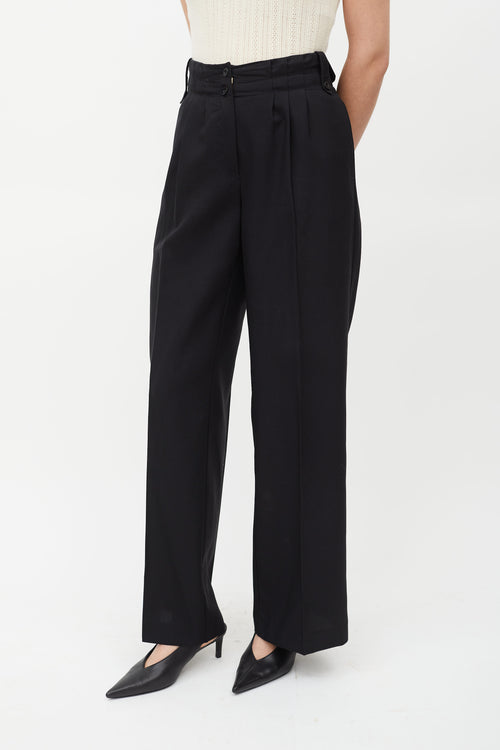 See By Chloè Black Pleated Wide Leg Wool Trouser