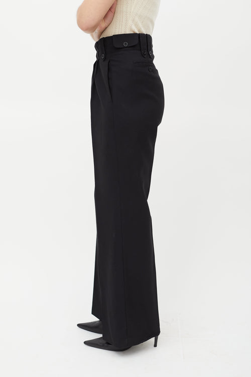 See By Chloè Black Pleated Wide Leg Wool Trouser