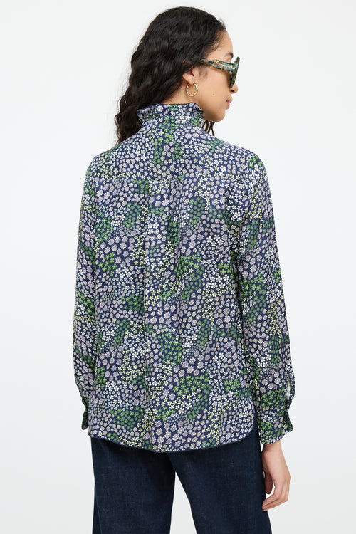 Blue 
Multi Floral Print Blouse