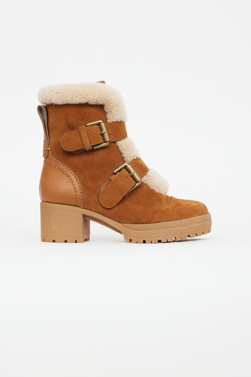 See By Chloe Brown Suede 
Shearling Boot