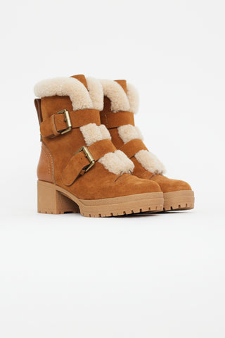 See By Chloe Brown Suede 
Shearling Boot