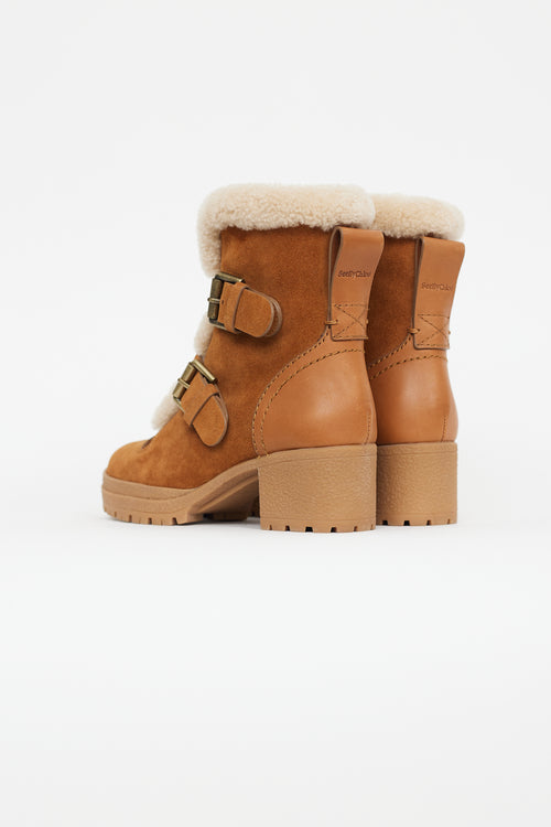 See By Chloe Brown Suede 
Shearling Boot