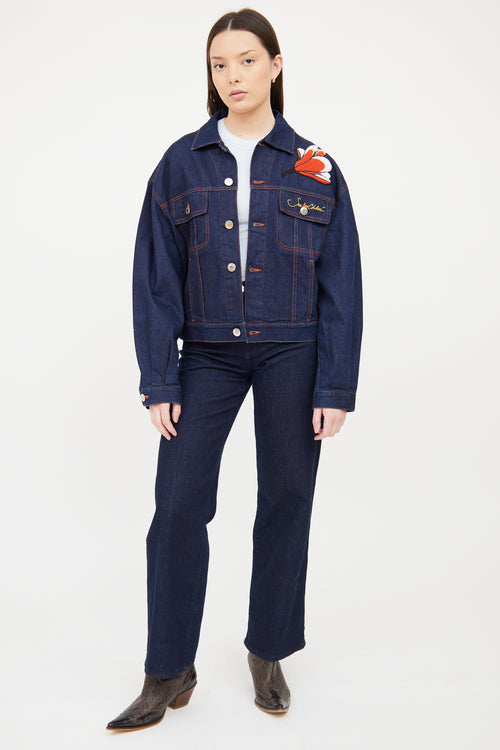 See By Chloè Dark Wash Denim Patch Jacket