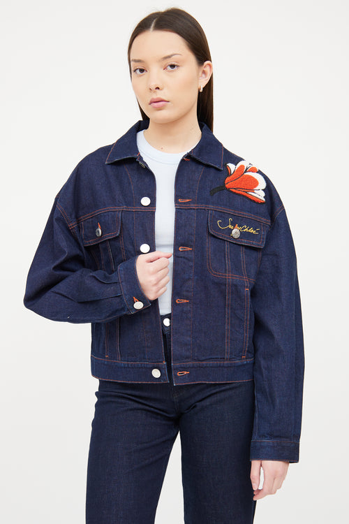 See By Chloè Dark Wash Denim Patch Jacket