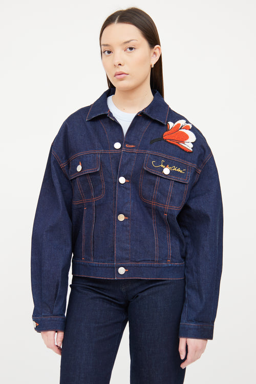 See By Chloè Dark Wash Denim Patch Jacket