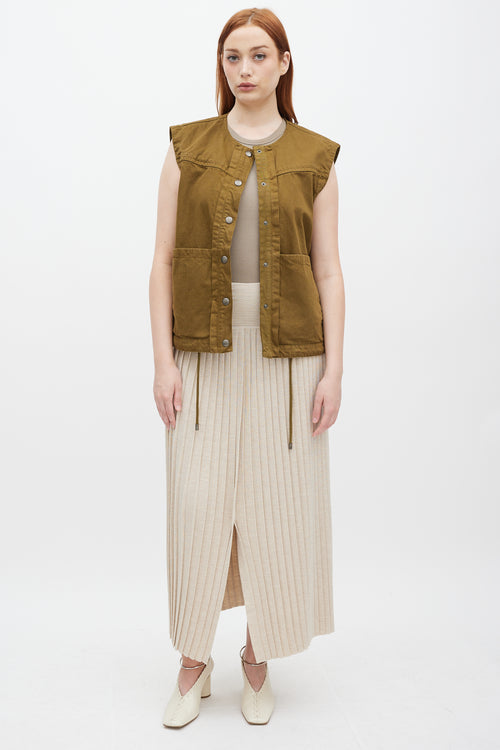 See By Chloè Khaki Green Cotton Cargo Vest