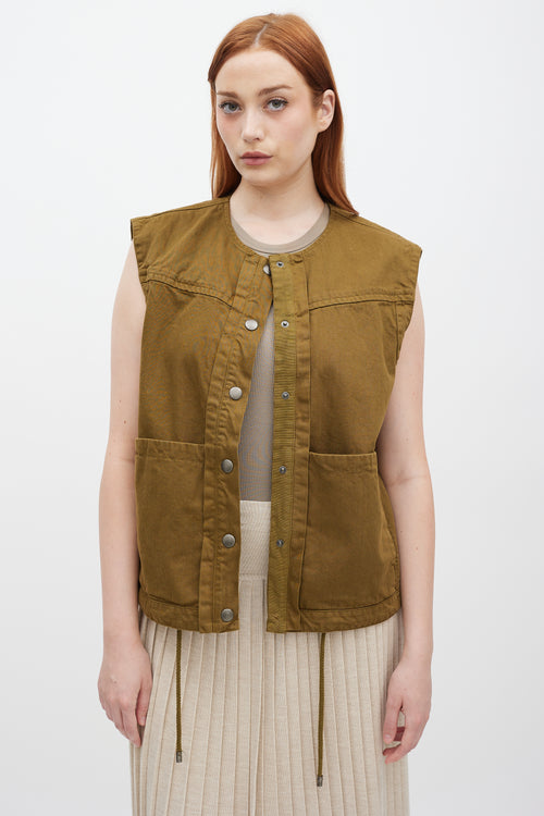 See By Chloè Khaki Green Cotton Cargo Vest