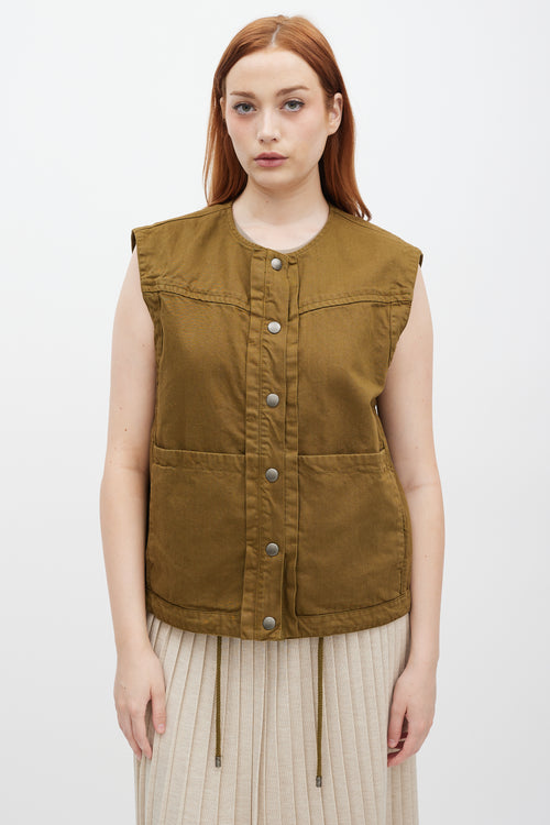 See By Chloè Khaki Green Cotton Cargo Vest