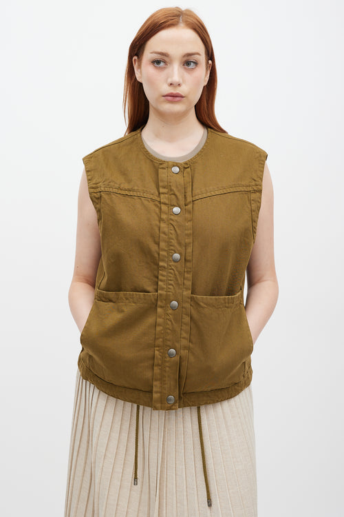 See By Chloè Khaki Green Cotton Cargo Vest