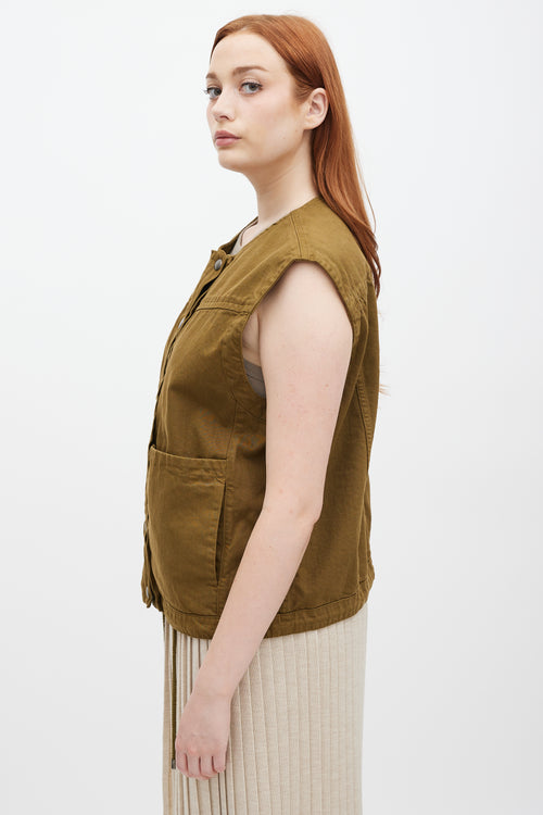 See By Chloè Khaki Green Cotton Cargo Vest