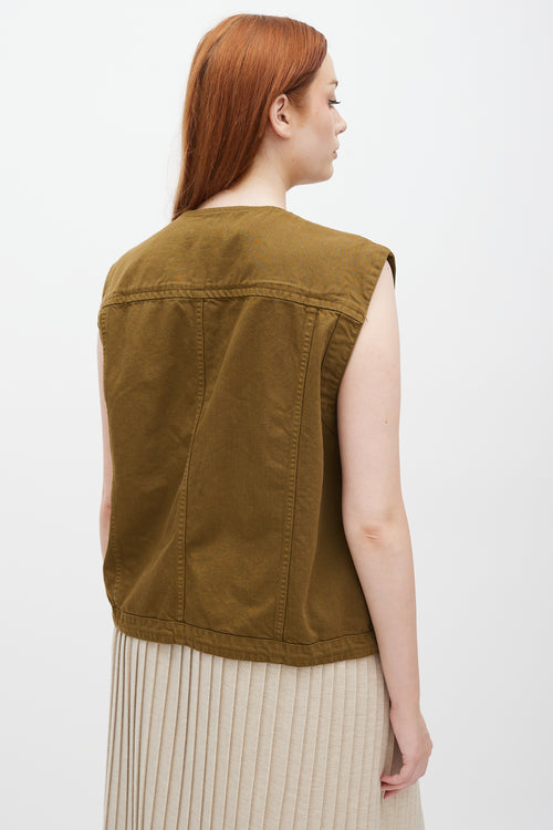 See By Chloè Khaki Green Cotton Cargo Vest