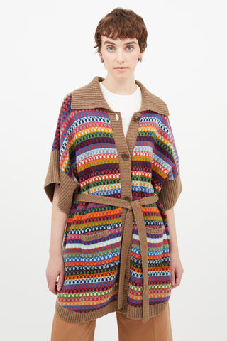 See By Chloè Multicolour Print Belted Cardigan