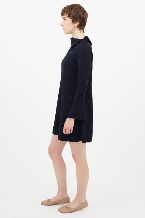 See By Chloè Navy Floral Mock Neck Dress