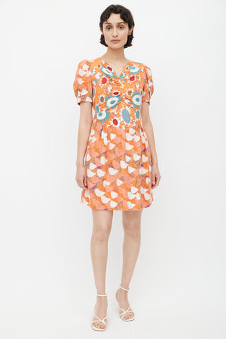 See By Chloè Orange 
Multicolour Floral Belted Dress