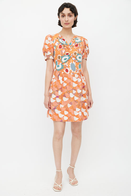 See By Chloè Orange 
Multicolour Floral Belted Dress