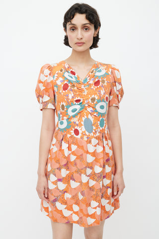 See By Chloè Orange 
Multicolour Floral Belted Dress