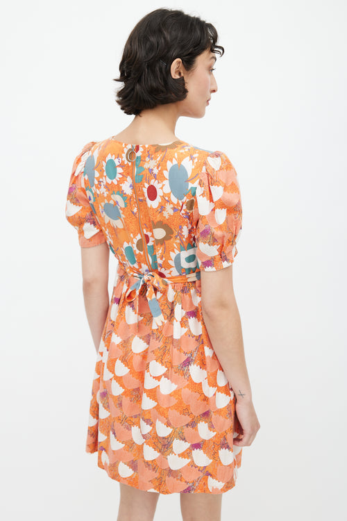 See By Chloè Orange 
Multicolour Floral Belted Dress