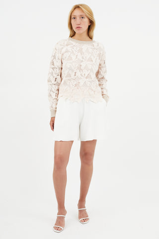 See By Chloè Pink Lace Knit Sweater