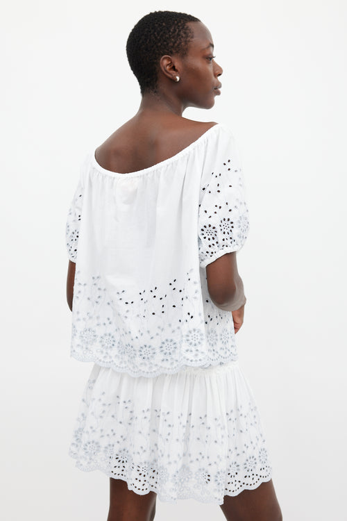 See By Chloé White 
Blue Floral Eyelet Co-Ord Set