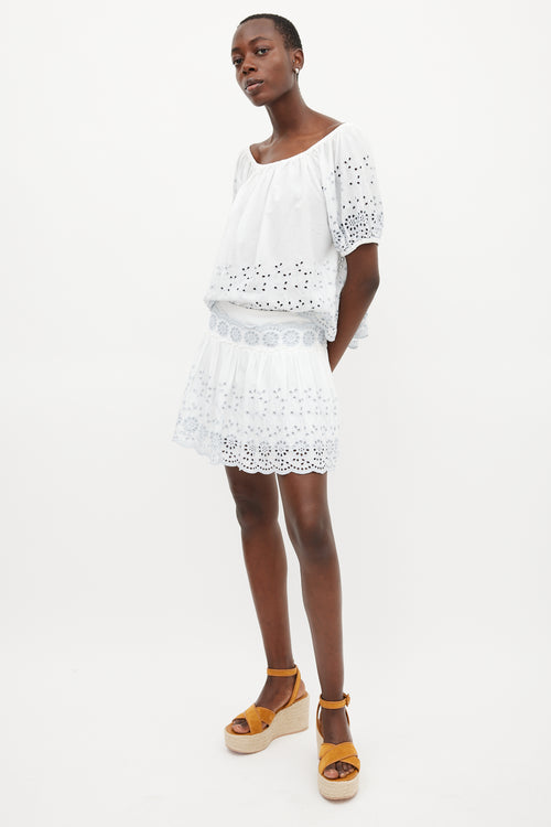 See By Chloé White 
Blue Floral Eyelet Co-Ord Set