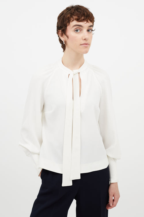 See By Chloè White Crepe Tie Top