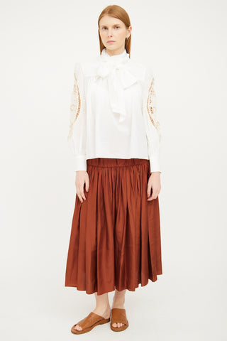 See By Chloè White Eyelet 
Tie Collar Blouse