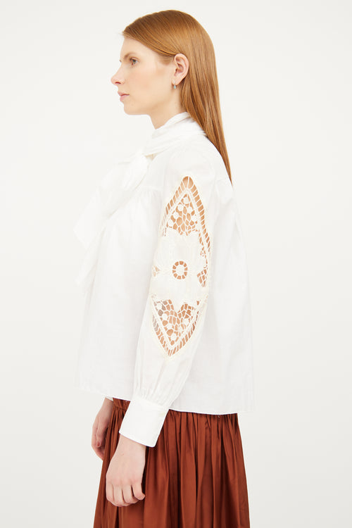 See By Chloè White Eyelet 
Tie Collar Blouse