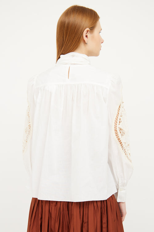 See By Chloè White Eyelet 
Tie Collar Blouse