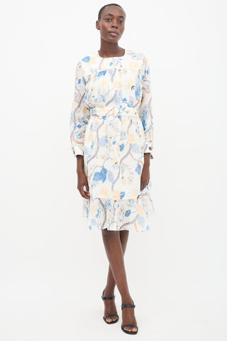 See By Chloé White 
Multi Linen Printed Midi Dress